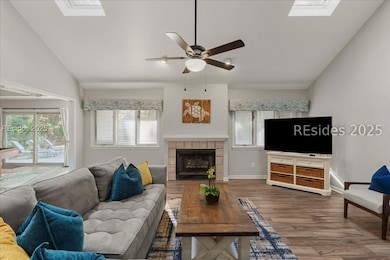 Sweet living room complete with gas fireplace.