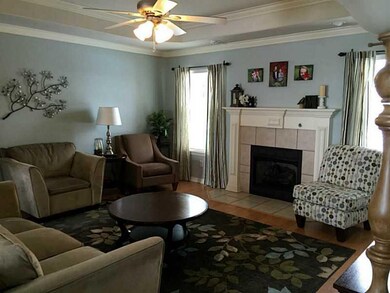 Living Room. Large living area with coffered ceili