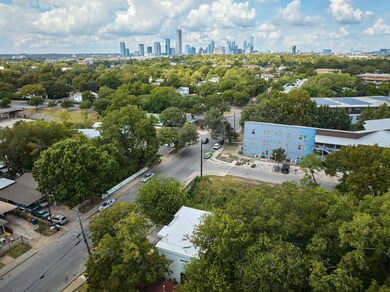 Aerial view of skyline and a tree filled landscape