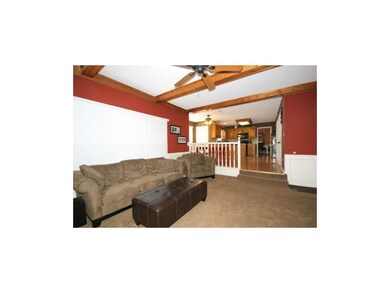 Beamed ceiling adds architectural interest