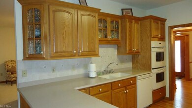 Beautiful corian counter tops, some glass display 