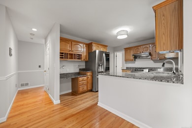 view of kitchen from dining area