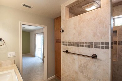 Walk-in tile shower...