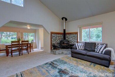 Living Room w/Rock Surround Wood Stove