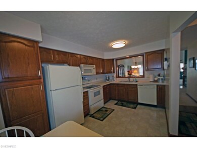 Ample oak cabinetry and an opening to the Dining r