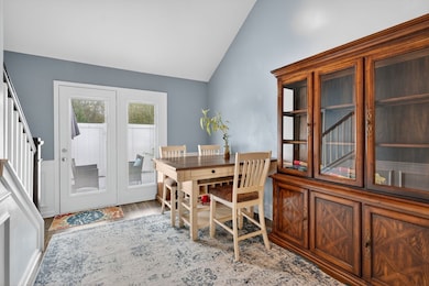 Dining area and doors to patio