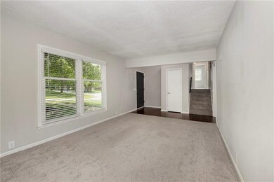 view from dining room to front entry