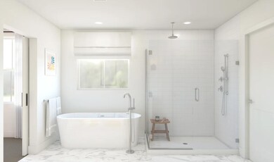 Primary bath with glass-shower enclosure
