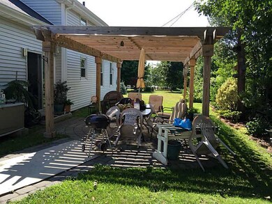 Patio/Deck. Stone Patio with trellis cover, off th