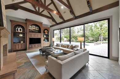 Family Room with cathedral ceilings, exposed wood