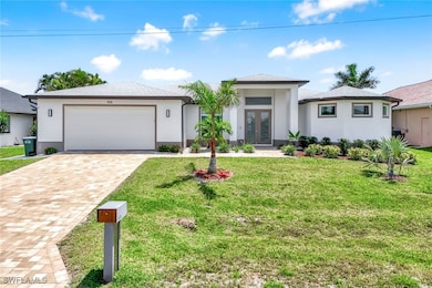 New built house with french doors, stucco siding,