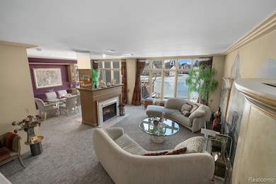 Living room with dual FP into dining room-