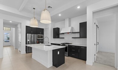Kitchen with floating shelves