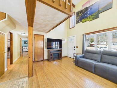 Two story living room