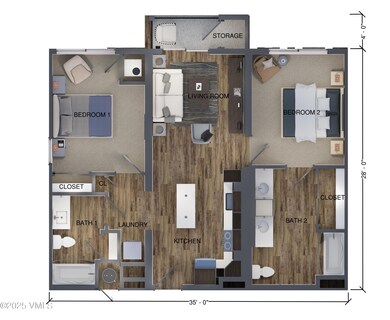 Timber Ridge 2 bedroom floor plan overvi