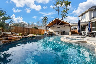 Water feature and hot tub.