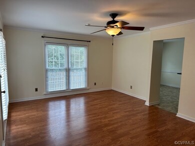 Great room with laminate floors