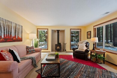 Living room with wood burning stove