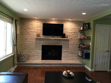 Fireplace in living room.
