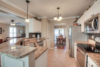 Granite counter tops, Ceramic tile floor, New Stai