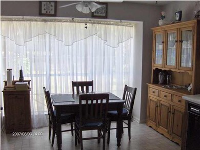Large eating space in kitchen.