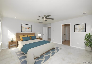 Virtually Staged -Bedroom featuring light carpet a