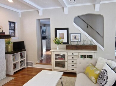 Decorative cut-out with view of staircase in Livin