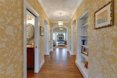 View of fireplace on Loggia as you enter the home!