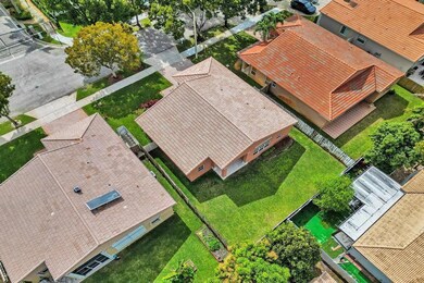 Aerial view of backyard.