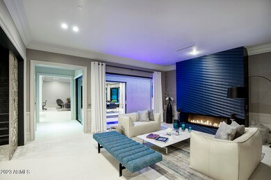 Blue wave design gas fireplace.