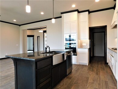 Center Island with 3 cm. granite, farmer's sink an