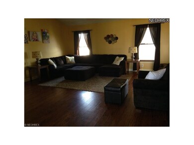 Our great room has cathedral ceilings, large windo