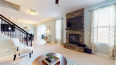Beautiful stone gas fireplace