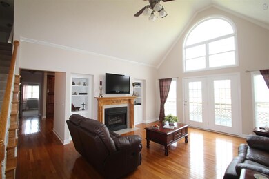 Fireplace and built ins in the living room.