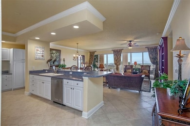 Large kitchen island with ample space for bar stoo