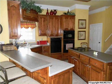KITCHEN FEATURES CUSTOM CABINETRY WITH SOLID SURFACE COUNTER TOPS, PREP AND COOK TOP ISLAND AND BAR .