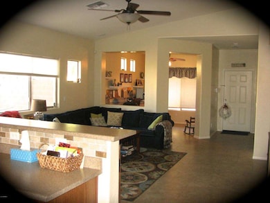 View of family room & den area