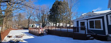 Backyard with fence and decks