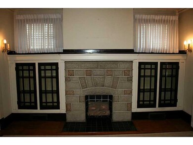 Living Room. Built-in bookcases and decorative fir