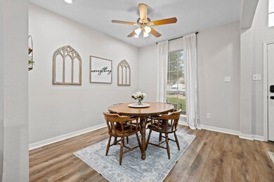 Dining area featuring dark hardwood / wood-style f
