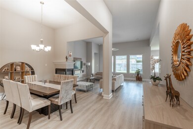 Overview of formal dining and family room.
