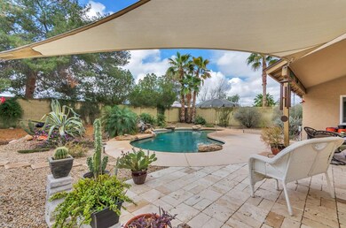 Travertine Patio with Shade Sail