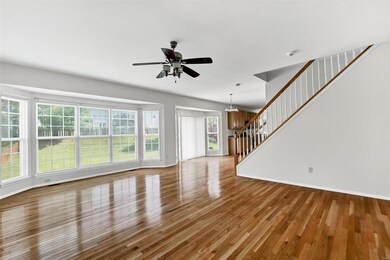 HUGE great room with bay window is open to breakfa