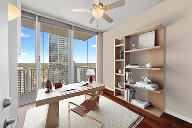 Office space featuring baseboards, a wealth of na