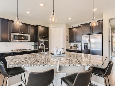 Large kitchen island, upgraded lighting.