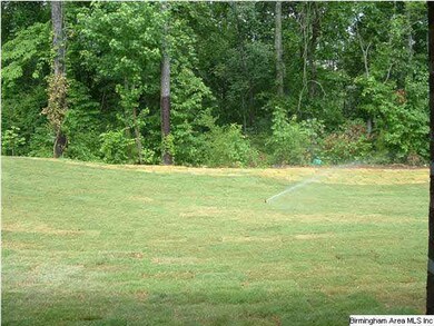 The beautiful level back yard with a wooded view.