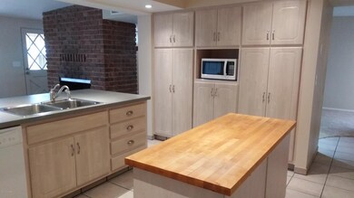 Butcher block cooking island.