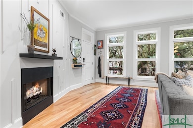 Reconstructed gas fireplace.