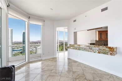 Living room featuring light marble finish flooring