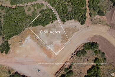 Aerial map of property and surrounding area with property parcel outlined